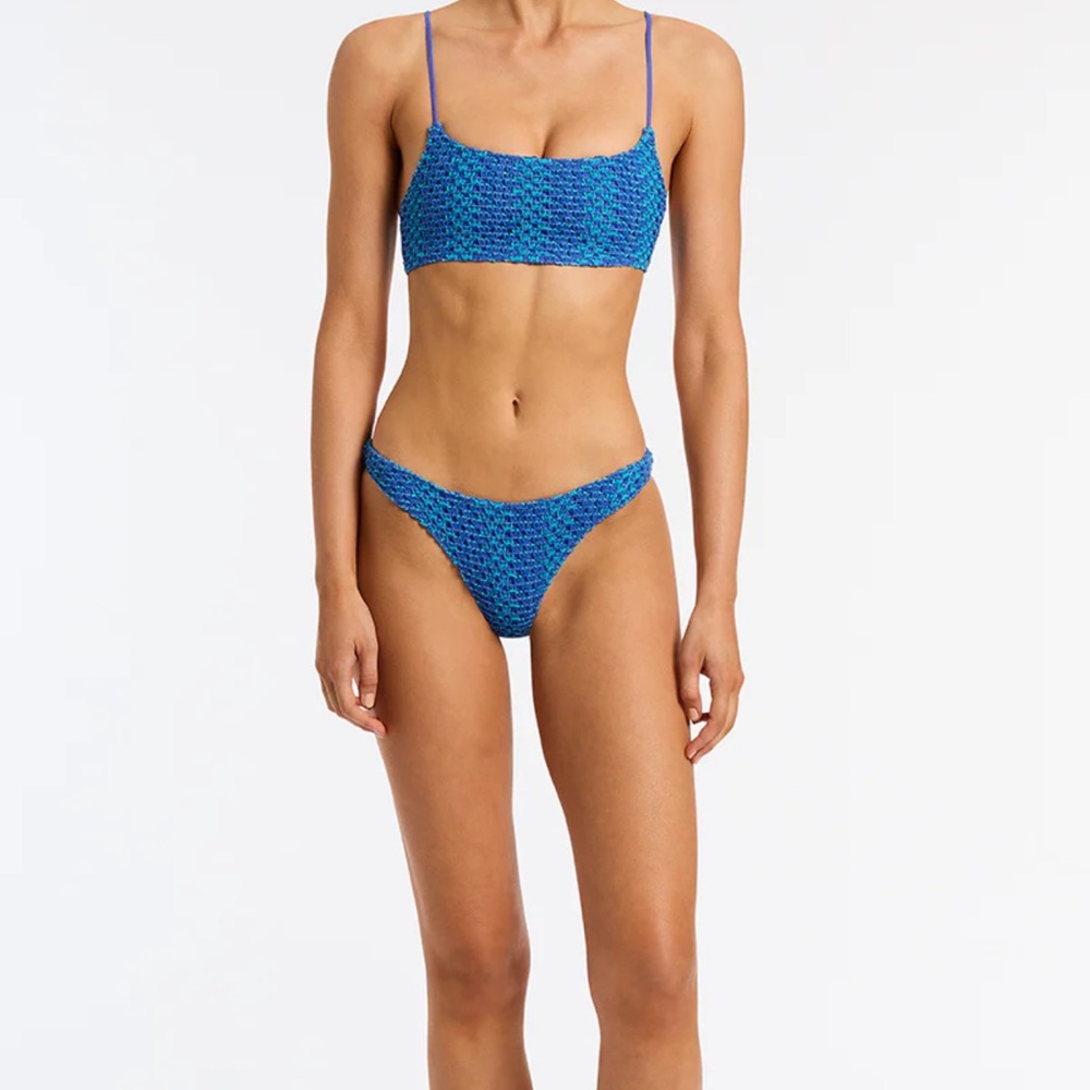 Blue Textured Bikini Set